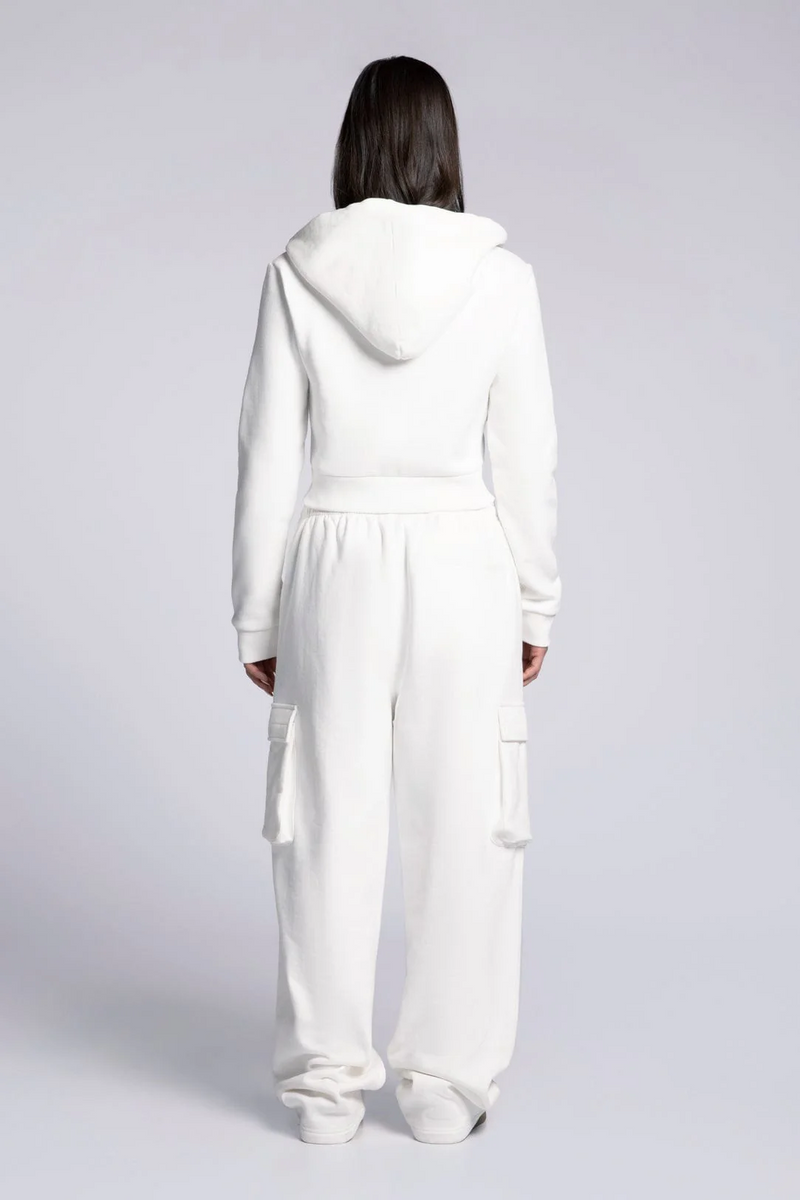 Ready to Dye Cropped Zip Up Drawstring Hoodie